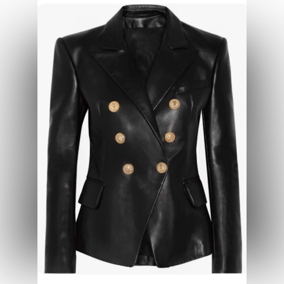 Love | Labels Jackets & Blazers - Black Double-Breasted Leather Blazer Jacket